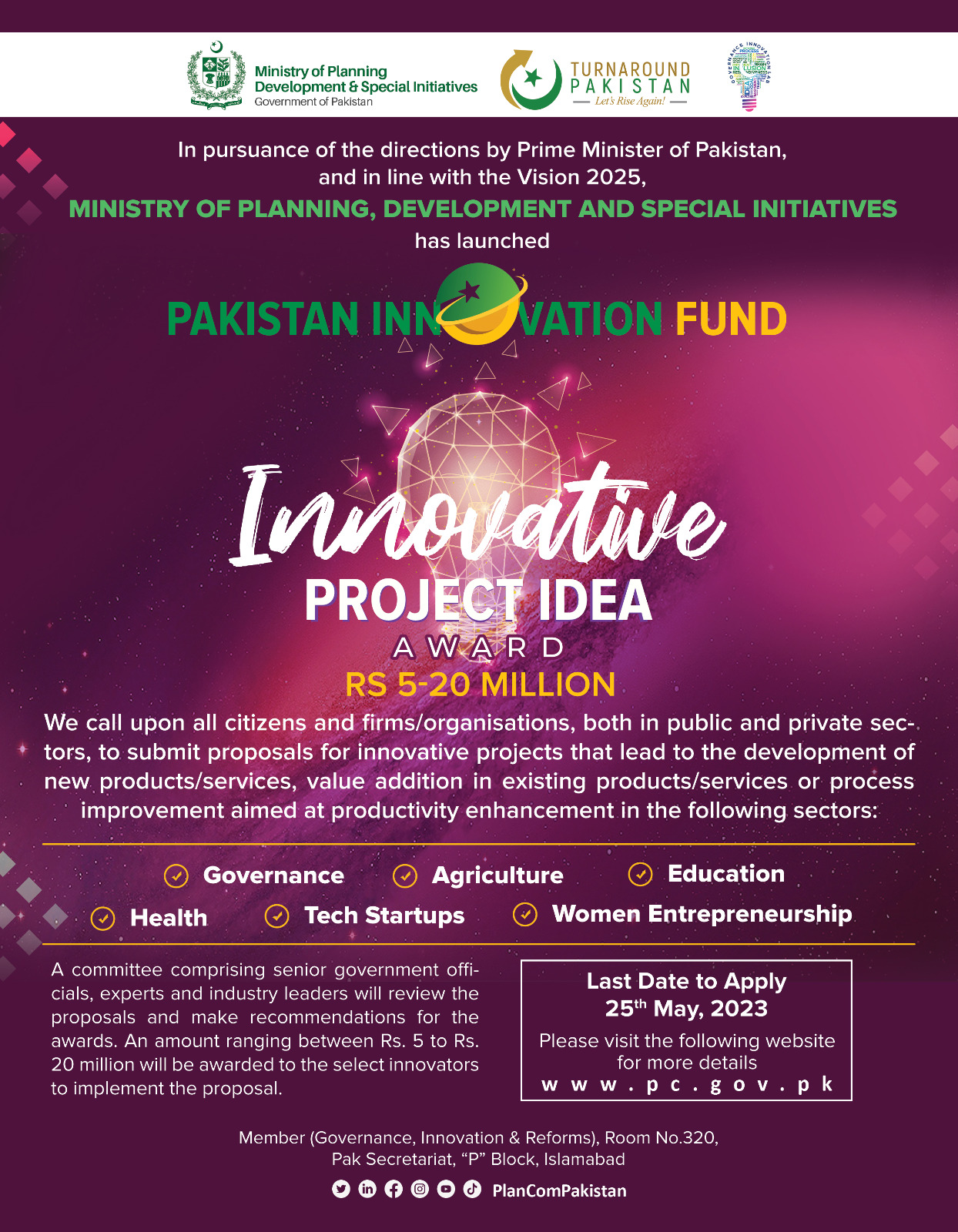 Won  innovation fund from  Ministry of Planning
